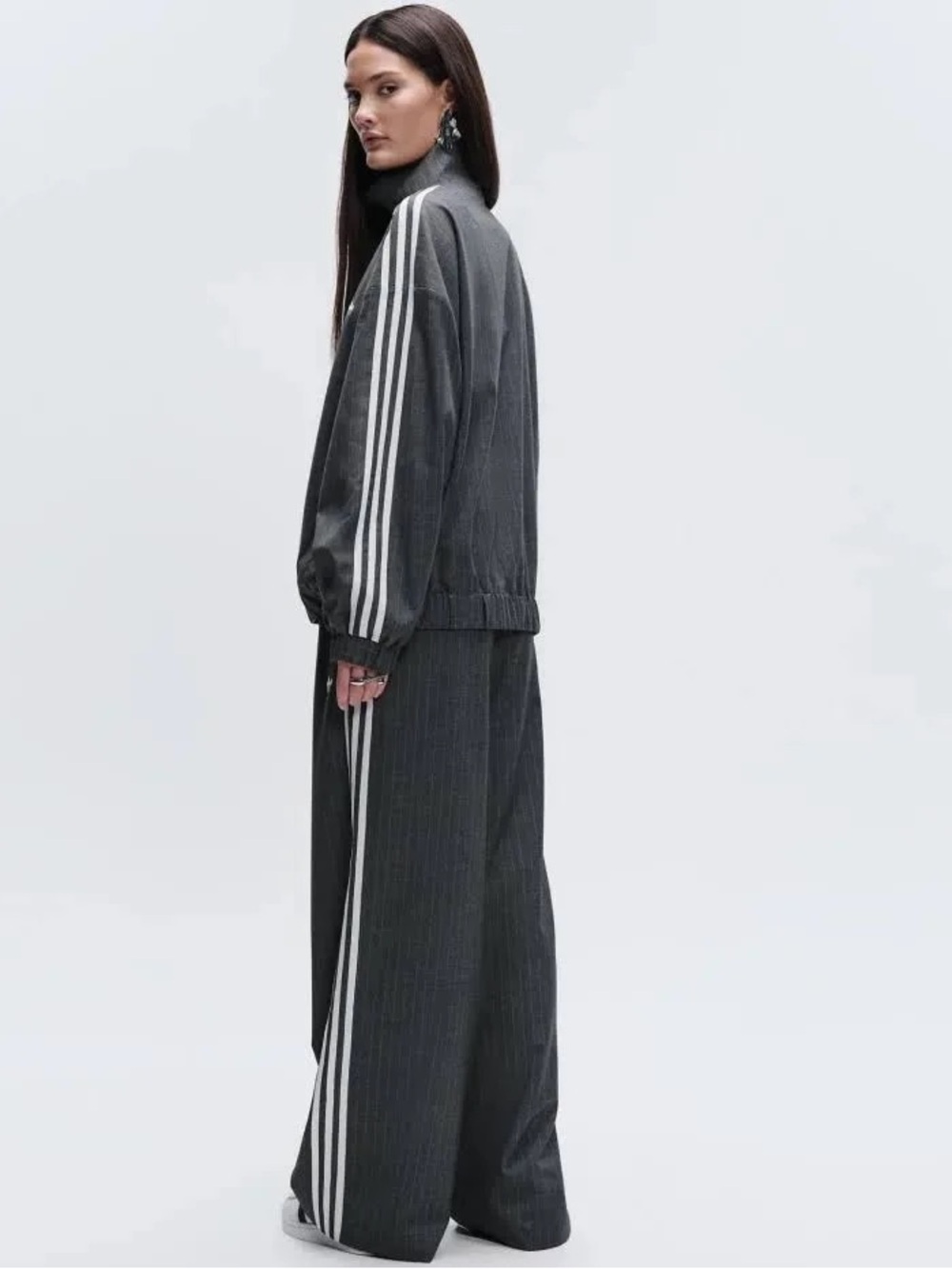 adidas x ASOS Collab Women’s grey Wide-Leg Track Pants - Picture 3 of 3